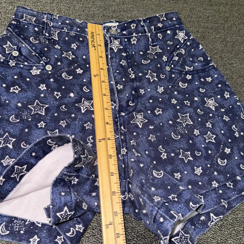 Sostanza Vintage High Waisted Celestial Star Moon Denim Shorts Blue Size 5/6 USA